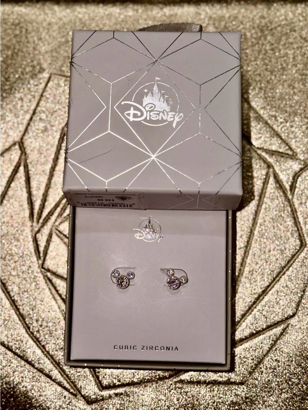 Disney Silver-Tone Cubic Zirconia Mickey Mouse Stud Earrings - Silver